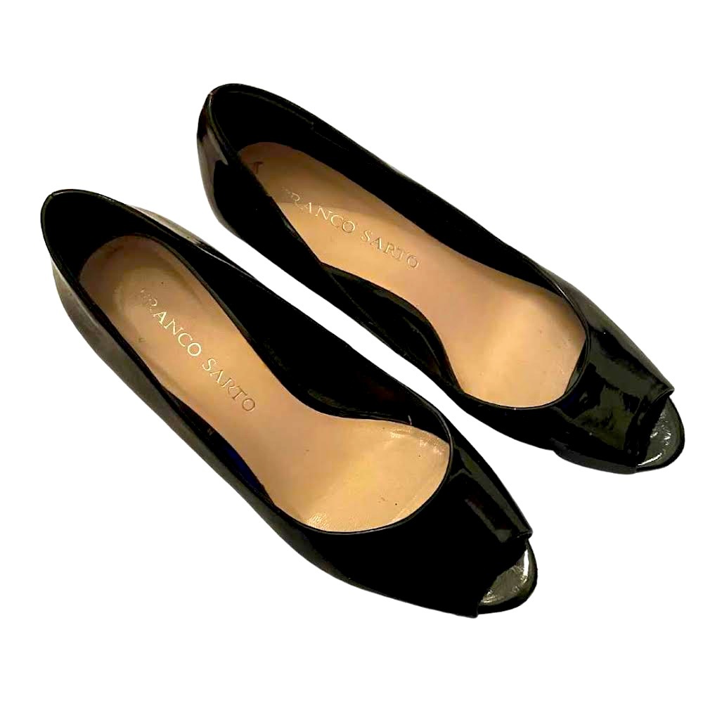 Black paten leather mule